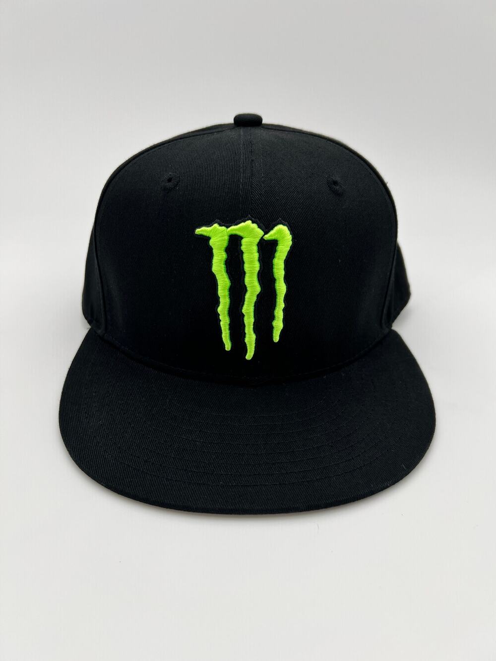 Monster Energy Black Green Snapback Hat Cap Flat Bill Adjustable One Size OSFM